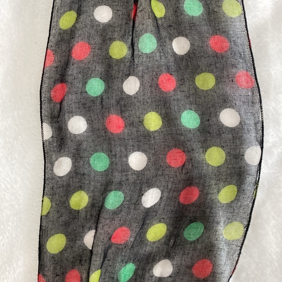 Black sheer colourful polka dot scarf - Picture 10 of 17